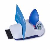PCT 105-Porta cartão plástico formato mouse c 3 funções porta cartão, porta clips c 10 clips e limpa