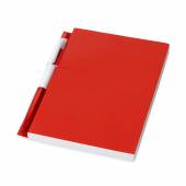 CDN 106-Conjunto caderno brochura c 100 folhas paut, tam A6, capa lisa colorida e caneta esfer escri