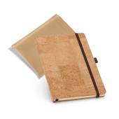 CDN 102-Caderno em cortiça capa dura, com elástico para fixação e 80 folhas não pautadas na cor marf