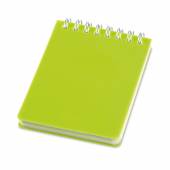 CDP 104-Caderneta de anotações em plástico PPpolipropileno com 64 folhas pautadas em cor creme, grav