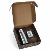 KGC 200-Kit caneca 350ML2 peças C garrafa em aço inox e caneca aço inox 180ml, caixa kraft, grav à l