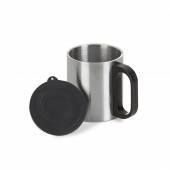 CNM 100-Caneca em inox 180ml, cabo e tampa plást resistente-não é térmica, grav laser.