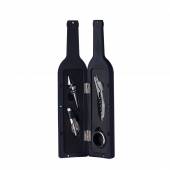 KVN 402-Kit vinho formato garrafa com 4 peças, grav em 1 cor na caixa e laser no s rolhas